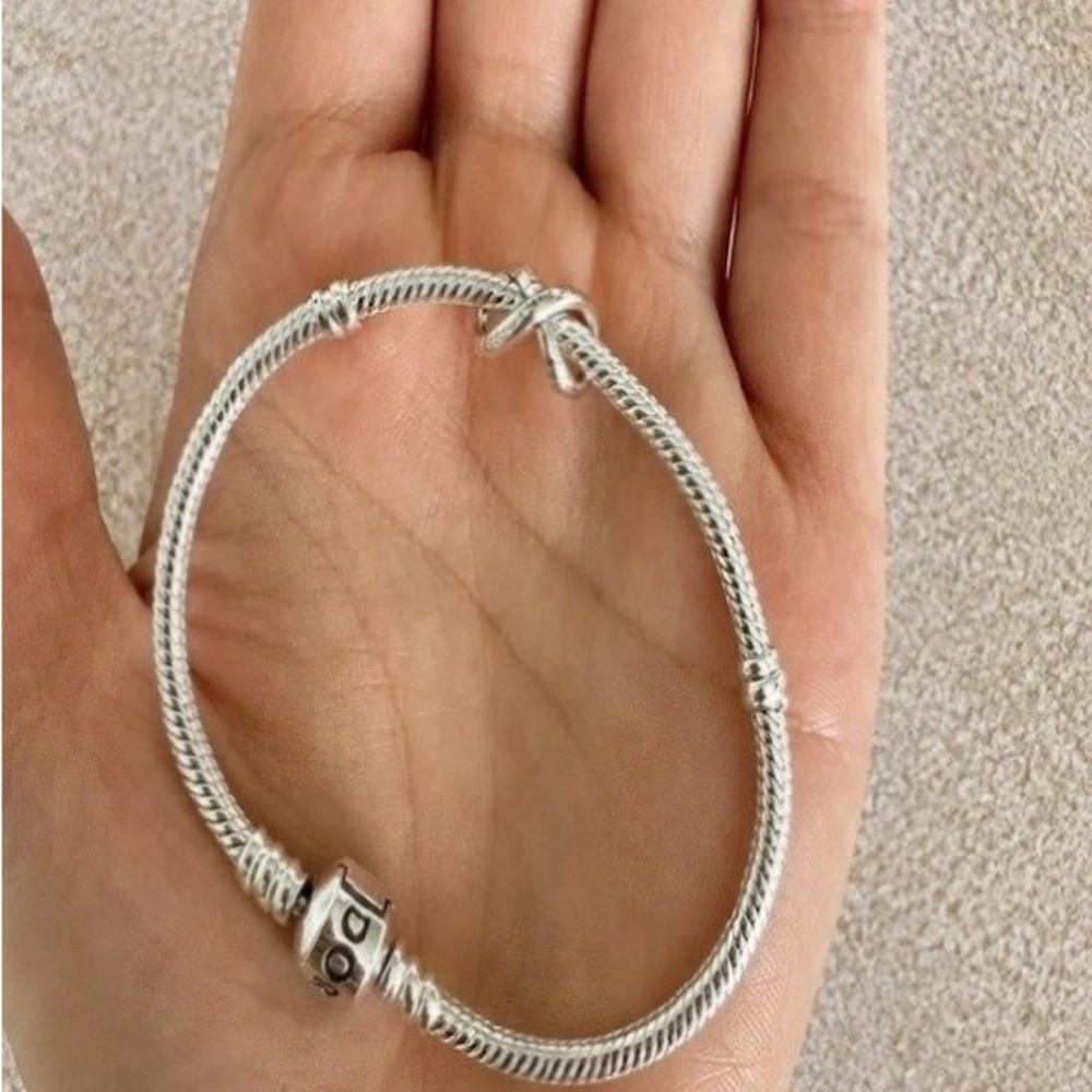 Pandora Sterling Silver Rope Bracelet with Logo Bead